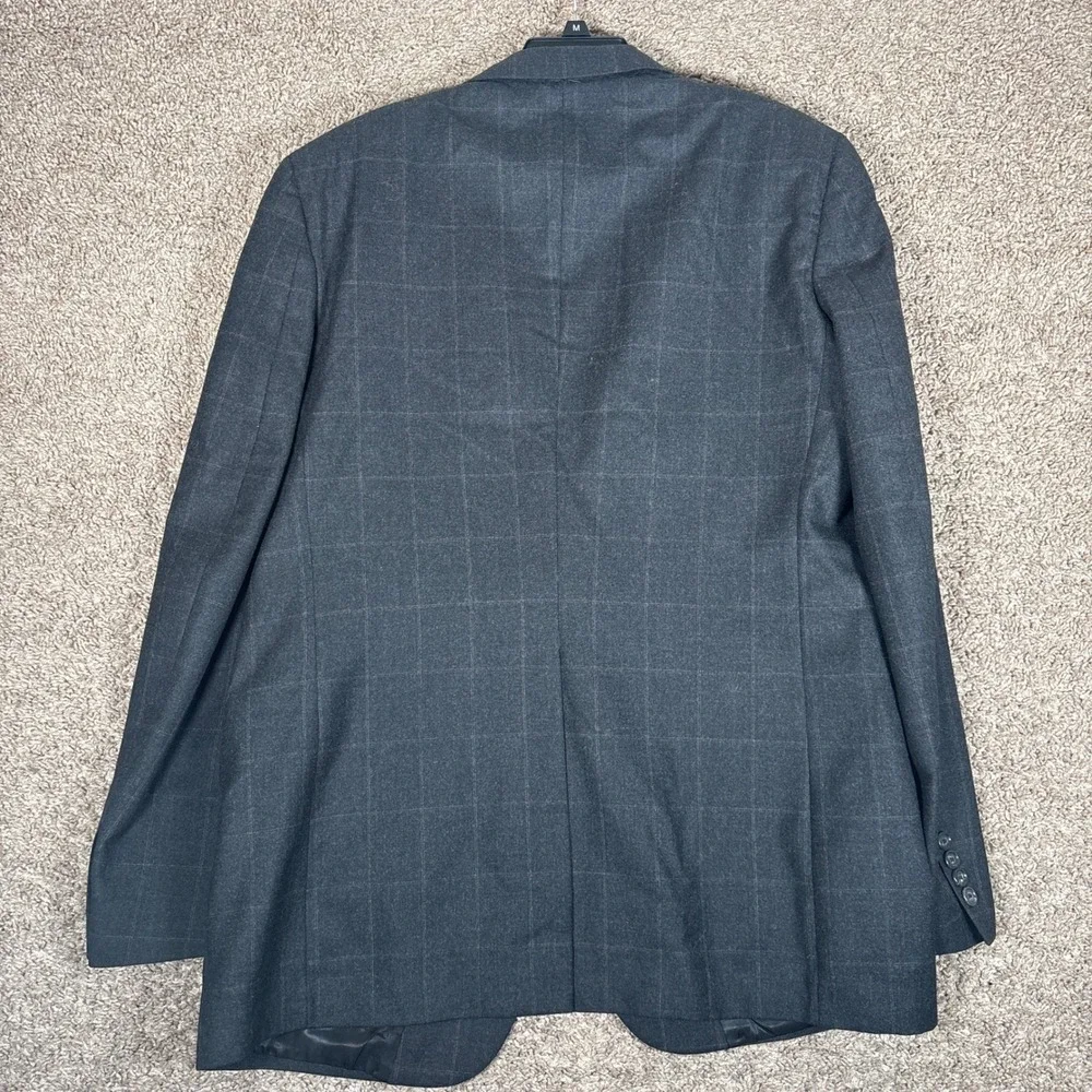 Vintage Burberrys Mens Wool Blazer Grey Windowpane Sport Coat 42R